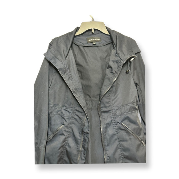 Zenana Outfitters Hooded Rain Jacket Hip Length Zipper Pockets Solid Blue M US L - Picture 3 of 8